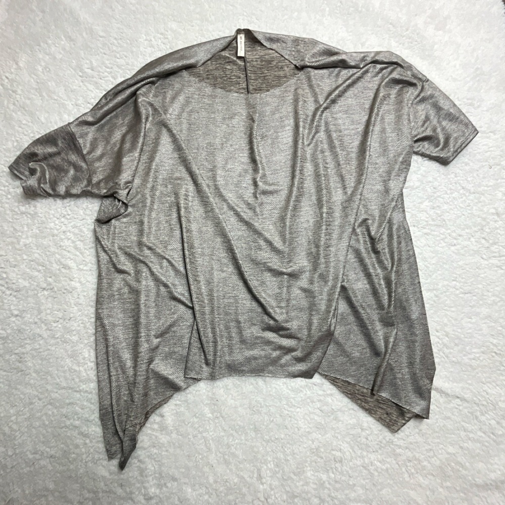 MY BELOVED Gray Knit Relaxed Dolman Short Sleeve Round Neck Pullover Top